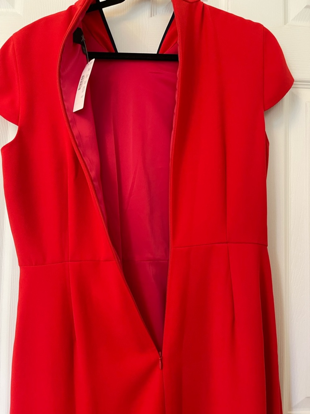 NWT J. Crew Red & Navy 365 Crepe Tie-neck Dress - Picture 6 of 15